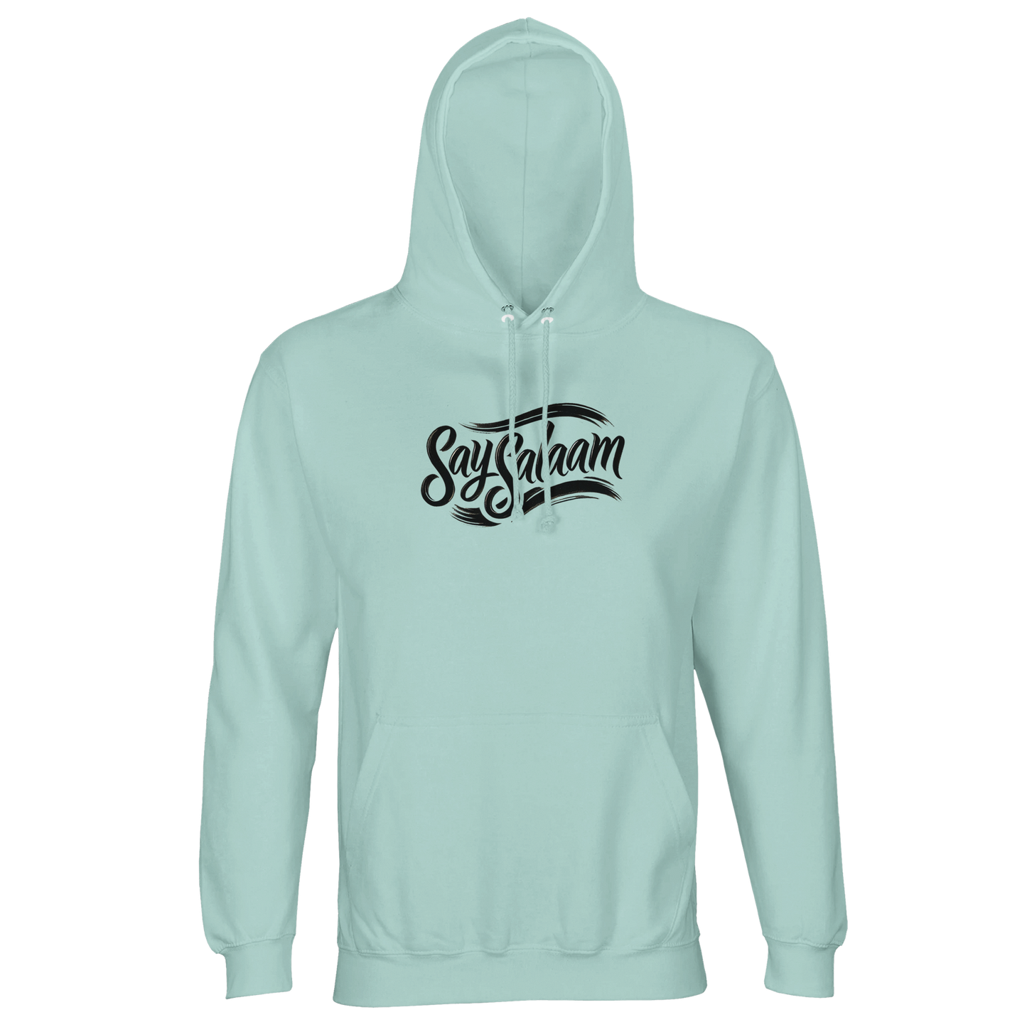 Arctic Blue / Cadet Blue Say Salaam Classic part-recycled unisex hooded top with a black ‘Say Salaam’ script logo printed across the chest, set on a cool light-blue tone that reads clean and contemporary. The centred branded graphic keeps the message, making this a strong staple in Muslim clothing and modest apparel wardrobes. Built for everyday wear, layering, and comfort, with a warm brushed feel and a practical finish. A good-value pick from an Islamic shop collection focused on clothes Muslims wear.
