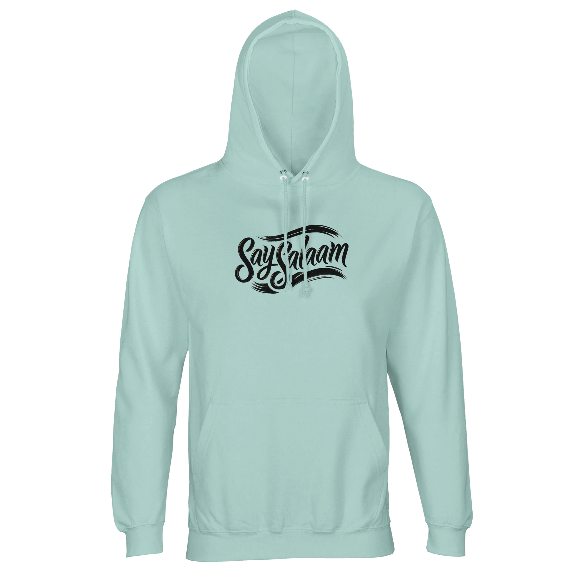 Arctic Blue / Cadet Blue Say Salaam Classic part-recycled unisex hooded top with a black ‘Say Salaam’ script logo printed across the chest, set on a cool light-blue tone that reads clean and contemporary. The centred branded graphic keeps the message, making this a strong staple in Muslim clothing and modest apparel wardrobes. Built for everyday wear, layering, and comfort, with a warm brushed feel and a practical finish. A good-value pick from an Islamic shop collection focused on clothes Muslims wear.
