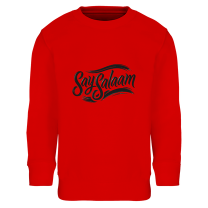 Say Salaam Classic Kids Sweatshirt in Bright Red, a bold vibrant shade that adds Muslim energy to any outfit. Designed for parents searching for a warm, soft and affordable kids sweatshirt that still feels well made and durable. The cosy interior offers dependable warmth for autumn and winter, while the relaxed shape supports active play. A high quality everyday jumper ideal for school and casual wear. Comfortable, practical and excellent value, making it a reliable cold weather essential.