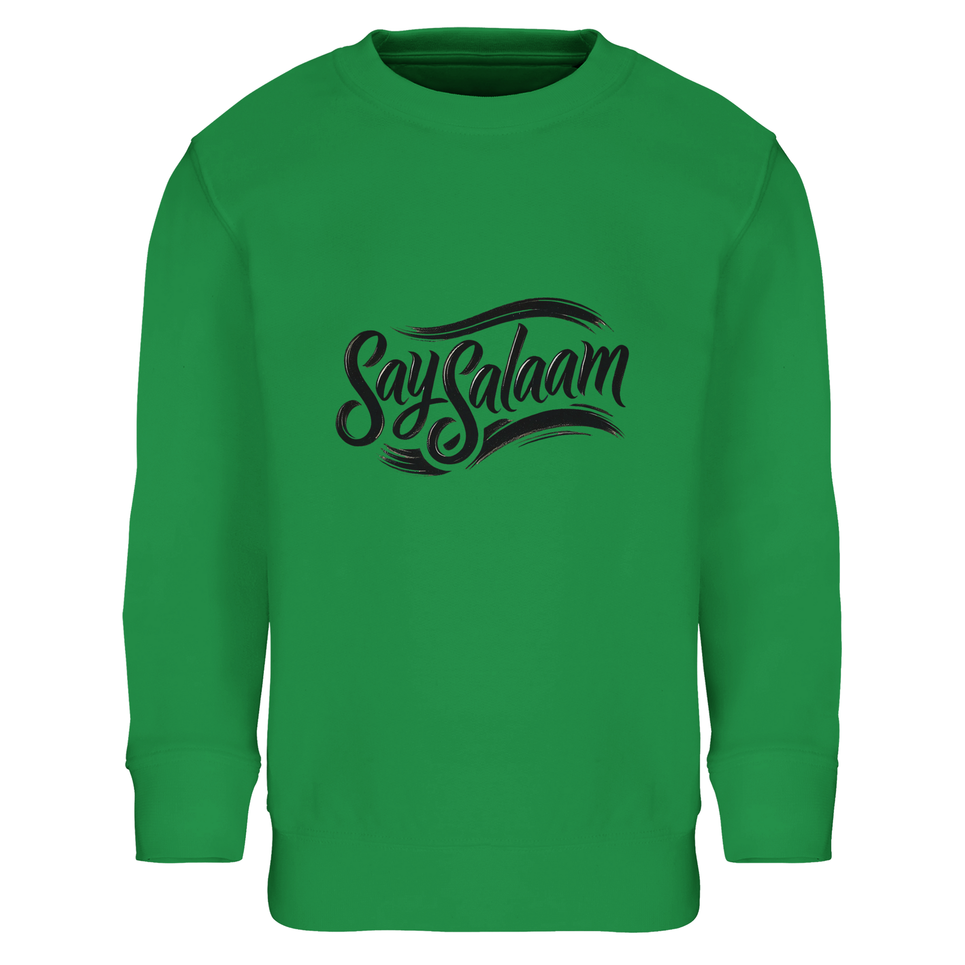 Say Salaam Classic Kids Sweatshirt in Kelly Green, a bold fresh green that stands out while staying practical. Designed for Muslim shoppers searching for a durable, warm and comfortable kids sweatshirt at a competitive price. The cosy inner feel provides reliable warmth, while the relaxed cut supports active movement throughout the day. A high quality children’s jumper ideal for school, outdoor play and casual outfits. A dependable winter essential offering strong comfort, long wear and great value.
