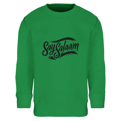 Say Salaam Classic Kids Sweatshirt in Kelly Green, a bold fresh green that stands out while staying practical. Designed for Muslim shoppers searching for a durable, warm and comfortable kids sweatshirt at a competitive price. The cosy inner feel provides reliable warmth, while the relaxed cut supports active movement throughout the day. A high quality children’s jumper ideal for school, outdoor play and casual outfits. A dependable winter essential offering strong comfort, long wear and great value.