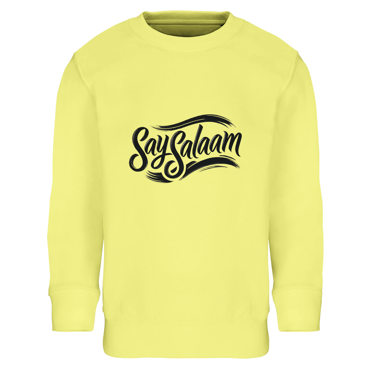 Say Salaam Classic Kids Sweatshirt in Light Yellow, a soft lemon tone that adds brightness to chilly days. Ideal for Muslim families searching for a comfortable, warm kids jumper that feels soft and well made at a great price. Designed for daily wear with a cosy interior and relaxed fit that supports active movement. A high quality children’s sweatshirt built to handle school, religious outings and weekend wear. A stylish yet affordable winter layer offering dependable warmth and excellent value.