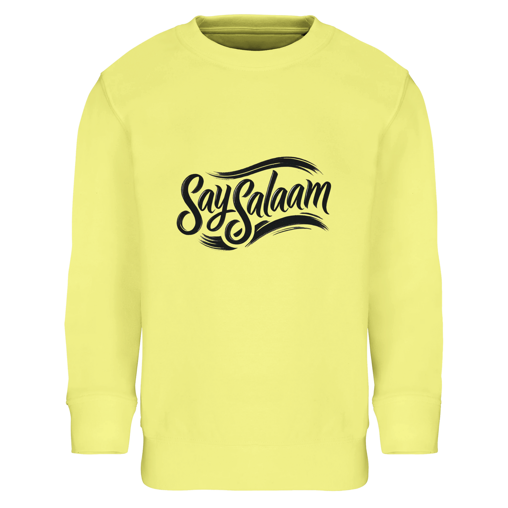 Say Salaam Classic Kids Sweatshirt in Light Yellow, a soft lemon tone that adds brightness to chilly days. Ideal for Muslim families searching for a comfortable, warm kids jumper that feels soft and well made at a great price. Designed for daily wear with a cosy interior and relaxed fit that supports active movement. A high quality children’s sweatshirt built to handle school, religious outings and weekend wear. A stylish yet affordable winter layer offering dependable warmth and excellent value.