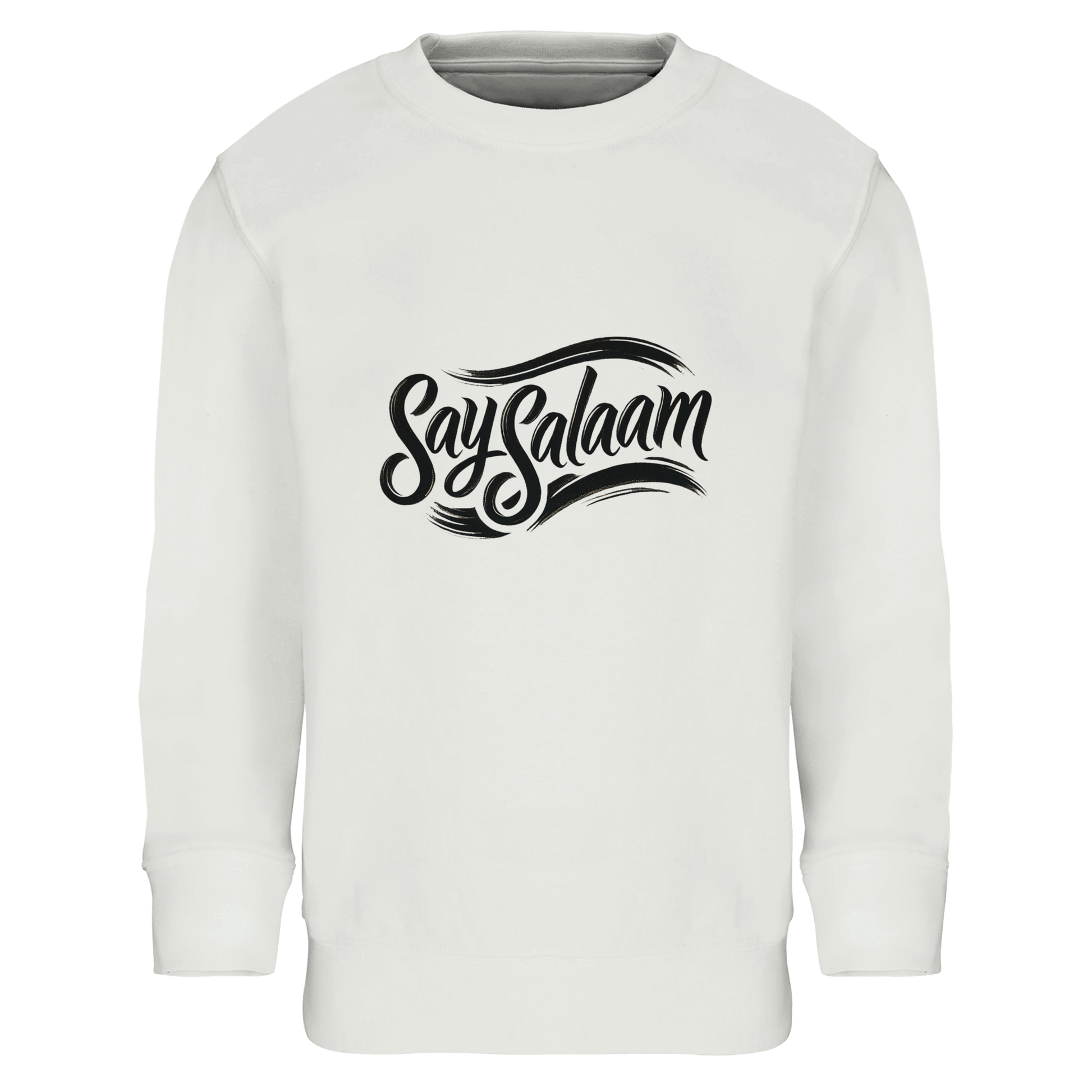 Say Salaam Classic Kids Sweatshirt in White, a clean bright white shade that works with everything. Designed for Muslim parents searching for a warm, comfortable sweatshirt at an affordable price with quality. Soft inner feel keeps children cosy during cooler days, while the relaxed fit allows easy movement for school, play and Salah times. Durable stitching and a premium finish give it a high quality look and feel. A practical winter essential for comfort, value and long lasting wear.