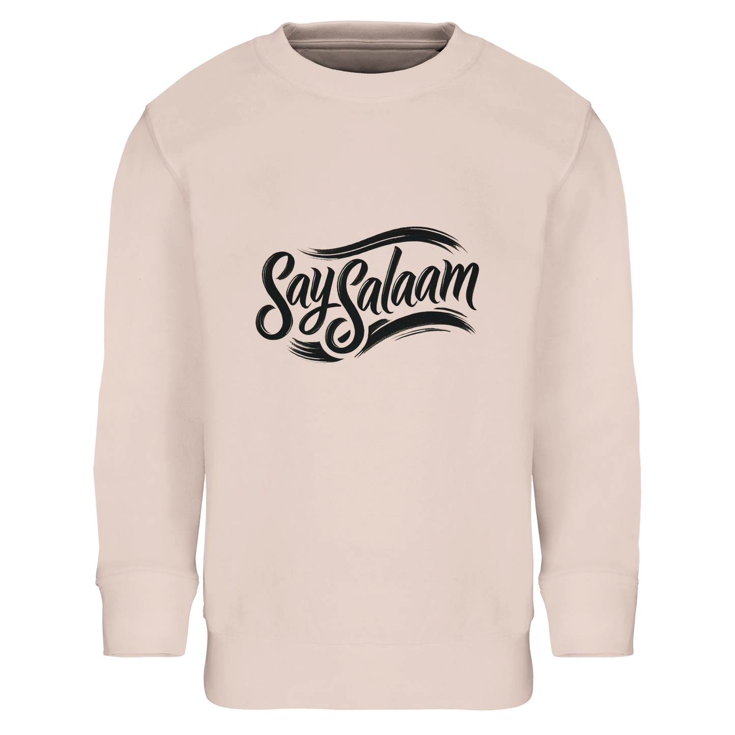 Say Salaam Classic Kids Sweatshirt in Creamy Pink, a soft blush shade that feels gentle and modern. Perfect for Muslim parents looking for a warm sweatshirt that combines comfort, durability and an affordable price. The relaxed fit makes it easy to layer over tees, while the soft interior keeps boys and girls cosy during autumn and winter. A high quality everyday jumper designed for school, travel and play. Comfortable, easy to care for and built to last, making it a smart value choice.