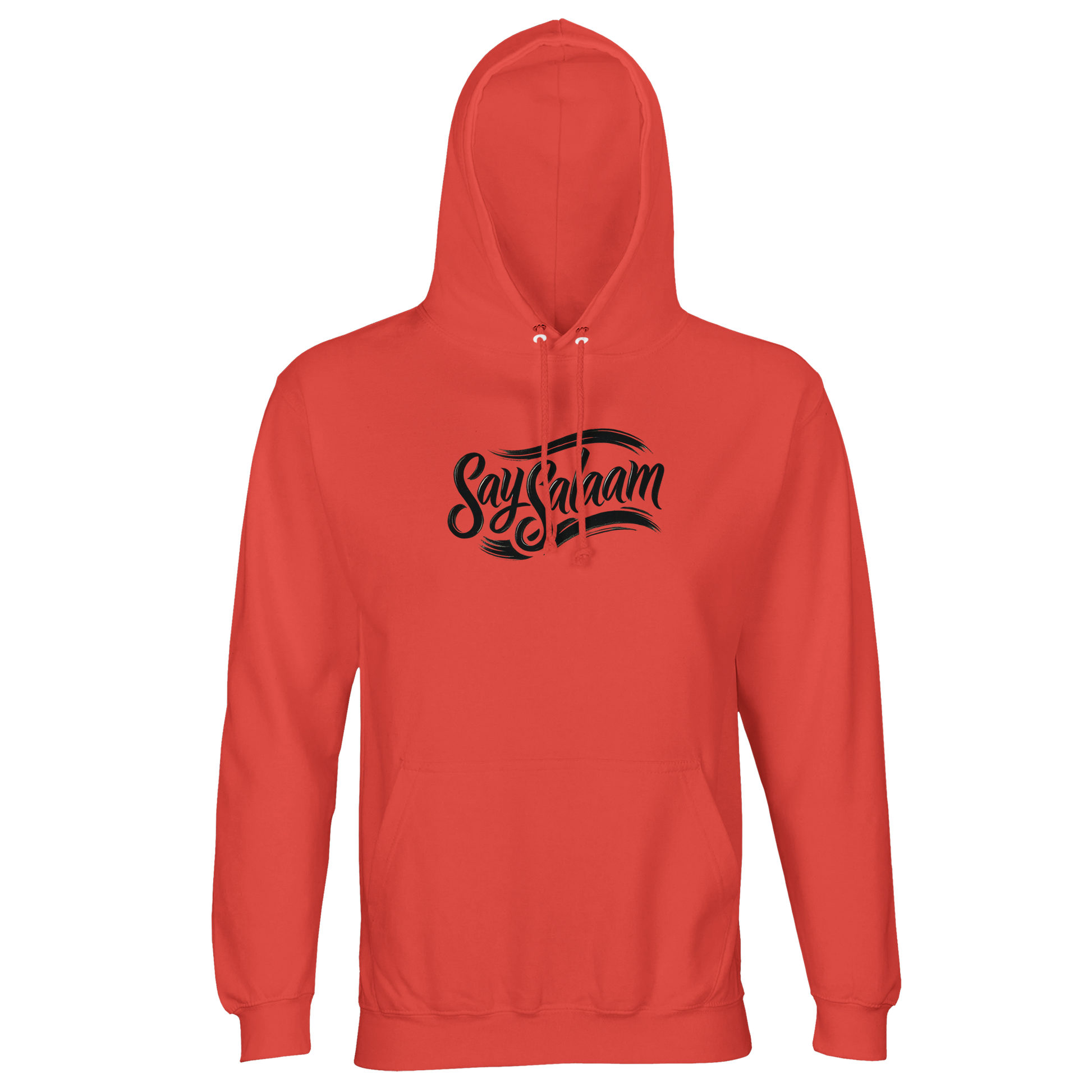 Pop Orange / Jasper / Faded Red Say Salaam Classic part-recycled unisex hooded top with a bold black ‘Say Salaam’ script logo across the chest, delivering high contrast and a punchy colourway that stands out while staying modest. This is Muslim clothing with streetwear energy — a branded piece for everyday wear, layering, and casual fits. A warm hooded jumper with brushed comfort and a solid, good-value option from an Islamic shop, built for people searching modest wear and clothes Muslims wear.