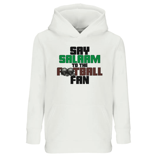 Hoodie – White / Platinum featuring bold, text-based design in Black, La Salle Green and American Football Leather Brown — with sketch-style helmets replacing the O’s in FOOTBALL for a classic NFL look. A sustainable, modest hooded top for children who love fantasy football, college football, NFL scores, wide receiver highlights, and sports clips. Perfect for game-day outfits, sports-themed gifts and throwing NFL balls.