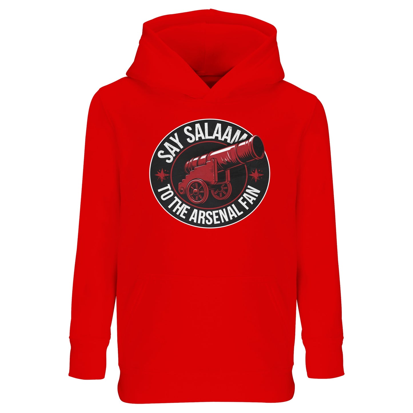 Say Salaam to the Arsenal Fan Design #1 Part-Recycled Cotton-Poly Kids Hoodie – Bright Red / Thunderbird Red with classic black Arsenal lettering over warm fleece. Built for active Gooners watching fixtures, W.F.C. results and Premier League tables, this eco-friendly hooded top celebrates Bukayo Saka and Arteta’s modern Gunners. A sustainable, faith-friendly jumper keeping young supporters connected to Arsenal’s heart from school to kick-off — proud, modest and ready for Champions League dreams.