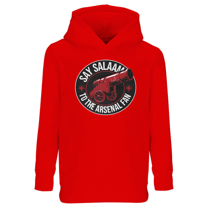 Say Salaam to the Arsenal Fan Design #1 Part-Recycled Cotton-Poly Kids Hoodie – Bright Red / Thunderbird Red with classic black Arsenal lettering over warm fleece. Built for active Gooners watching fixtures, W.F.C. results and Premier League tables, this eco-friendly hooded top celebrates Bukayo Saka and Arteta’s modern Gunners. A sustainable, faith-friendly jumper keeping young supporters connected to Arsenal’s heart from school to kick-off — proud, modest and ready for Champions League dreams.