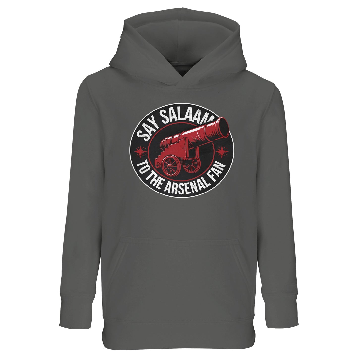 Say Salaam to the Arsenal Fan Design #1 Part-Recycled Cotton-Poly Kids Hoodie – Grey Melange / Classic Athletic Grey Blend with red-and-black Arsenal graphic. Soft brushed fleece gives comfort through school, prayer and play. For young Gooners tracking fixtures, Premier League tables and W.F.C. updates, this jumper honours Henry and Wright while reflecting Arteta’s modern Gunners. A sustainable, faith-friendly hoodie for kids who love Arsenal’s Champions League ambition and eco-conscious supporter style.