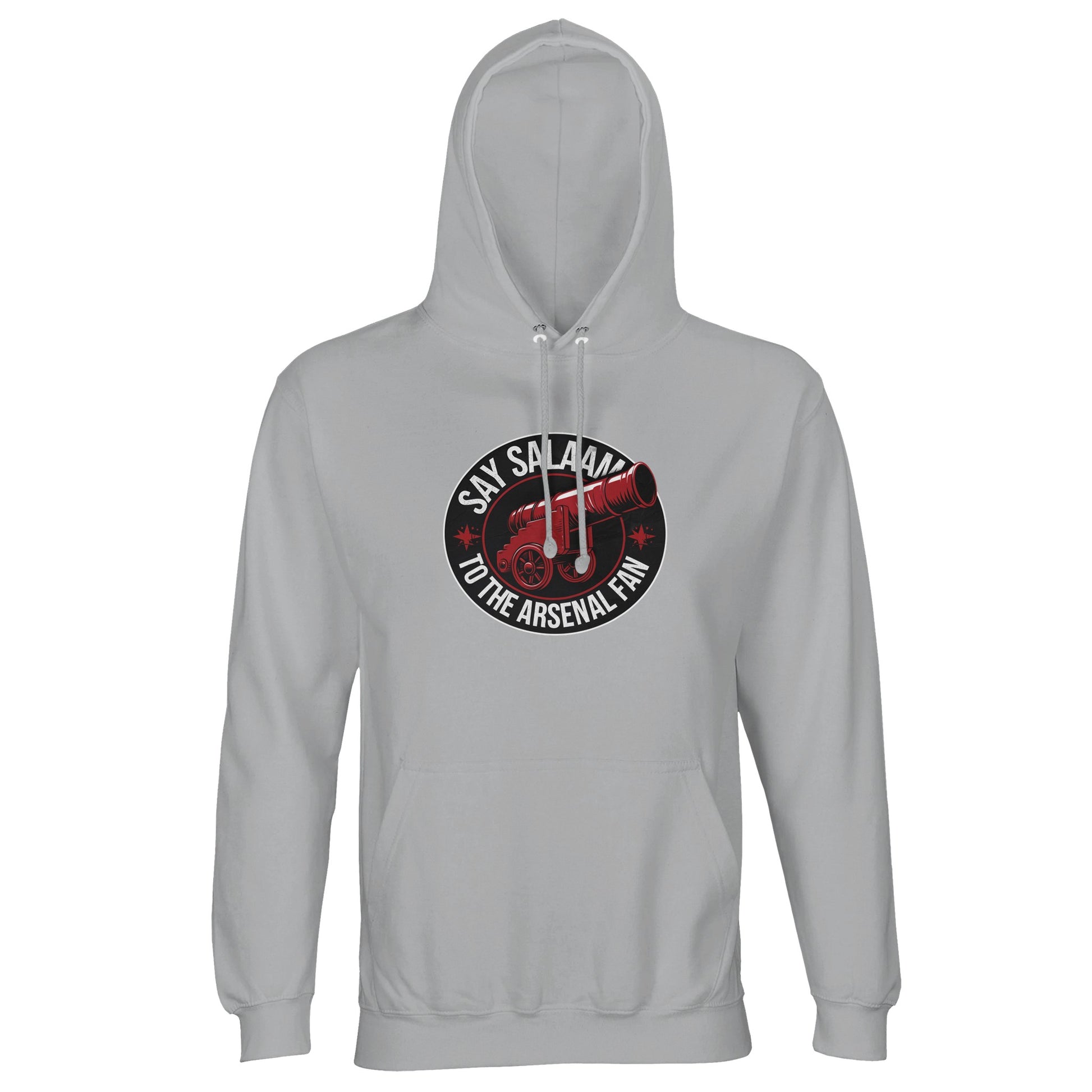 Say Salaam to the Arsenal Fan Design #1 Part-Recycled Unisex Cotton-Poly Hoodie – Ash / Urban Grey with crisp red and black Arsenal typography. The soft fleece and recycled cotton-poly blend offer warmth through salah, travel, and weekend games. Ideal for modest football fans tracking Arsenal W.F.C. fixtures, transfer news, standings, and ticket sales. A faith-friendly, sustainable jumper echoing Arsenal shop style and streetwear comfort for conscious Gunners everywhere.