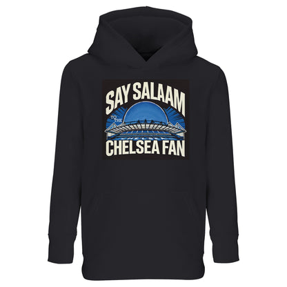 Say Salaam to the Chelsea Fan Design #1 Part-Recycled Cotton-Poly Kids Hoodie – Black / Deep Black / Zeus. Built for young believers in blue, this cosy, long-sleeved jumper blends masjid-friendly modesty with Stamford Bridge flair. Ethical production meets sporty comfort, making it perfectly priced for school runs, prayers, or cheering on the world champions in SW6. Cole Palmer and Levi Colwell would surely be warm in them. A must-have for Muslim footy followers showing pride from pitchside to prayer hall.