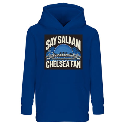 Say Salaam to the Chelsea Fan Design #1 Part-Recycled Cotton-Poly Kids Hoodie – Royal Blue / Dark Midnight Blue. The ultimate colourway for Chelsea faithful, this fairly-priced hooded sweatshirt or jumper offers Premier League matchday-ready boldness in an ethically sourced, modest fit. Soft yet durable, it’s built for school, mosque prayers, or Stamford Bridge visits, keeping Muslim youth supporters connected to their club identity while maintaining warmth, comfort and Islamic modesty.