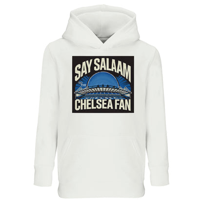 Say Salaam to the Chelsea Fan Design #1 Part-Recycled Cotton-Poly Kids Hoodie – White / Platinum. Clean, classic, and versatile, this hooded sweatshirt pairs faith-respecting modesty with all-day comfort. Ethically produced and breathable, it’s equally suited for matchdays, study sessions, or time at the mosque, letting young Chelsea supporters show their pride with a fresh, understated base for the bold SW6 design.