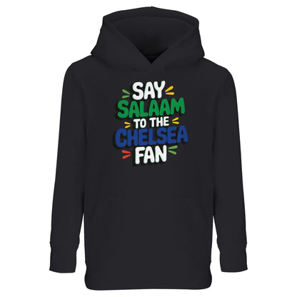 Say Salaam to the Chelsea Fan Design #2 Part-Recycled Cotton-Poly Kids Hoodie – Black / Deep Black / Zeus. Perfect for mini Blues fans, this eco-friendly hooded top blends Stamford Bridge pride with Muslim-friendly streetwear style. Made ethically from a soft mix, it’s warm enough for brisk matchday mornings yet modest enough for Friday prayers. Featuring a bold graffiti-inspired print & roomy front pocket, it’s ideal for young supporters repping Chelsea through EPL highs, UCL nights, or five-a-side glory.