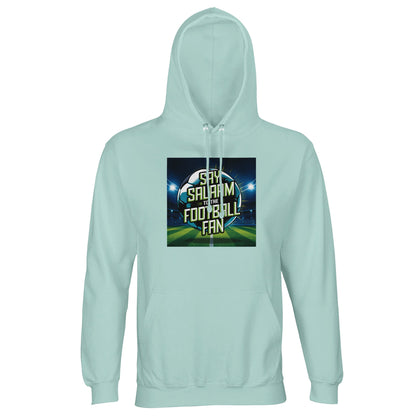 Arctic Blue / Cadet Blue Say Salaam to the Football Fan Design #2 unisex light hoodie featuring a cool blue tone that complements the night-time stadium setting and illuminated pitch graphic. The layered football design and Salaam text feel modern and expressive while remaining modest. A strong choice for Muslim clothing collections, this hoodie delivers good value, comfort, and Islamic identity through sport-inspired visual storytelling.