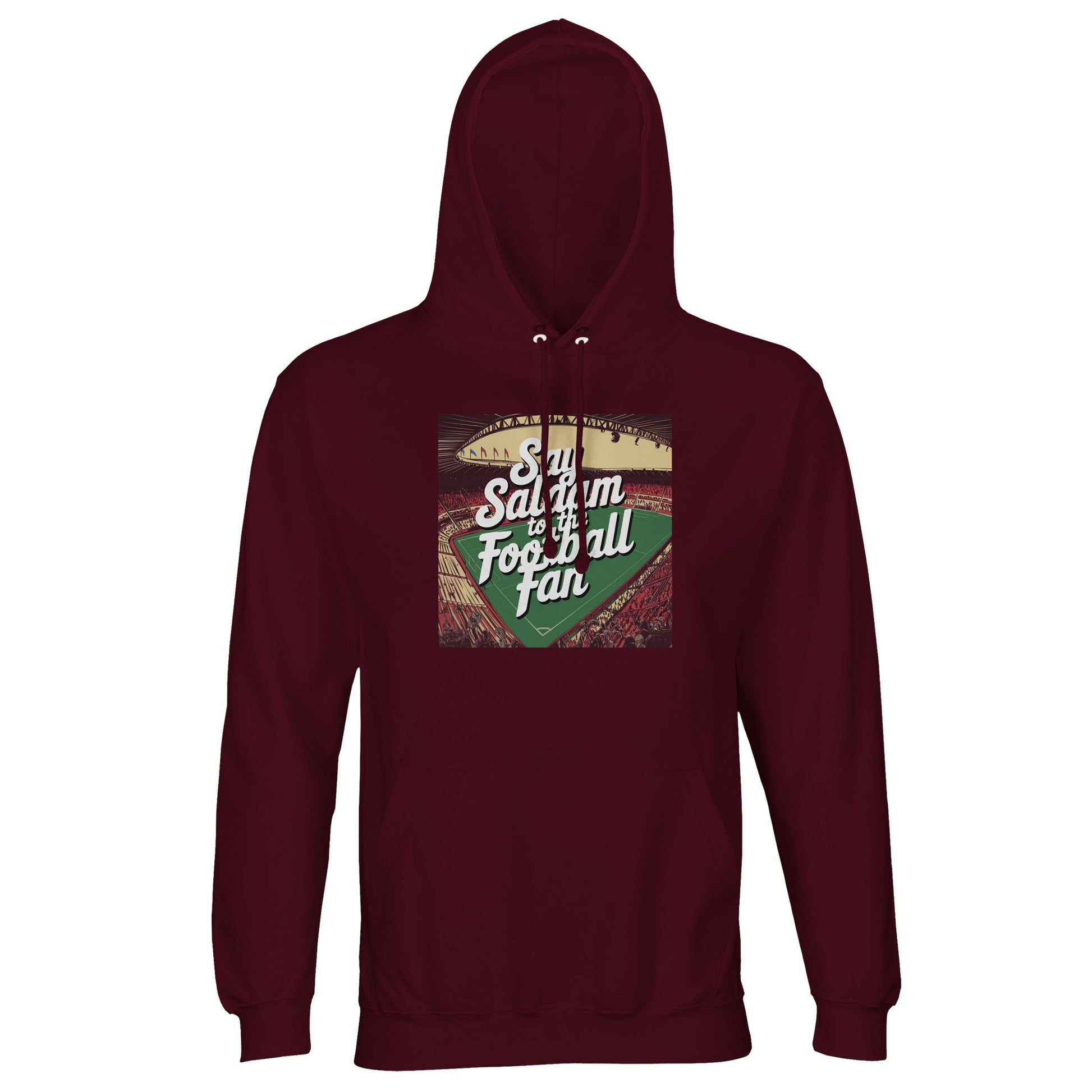 Burgundy / Dark Sienna Say Salaam to the Football Fan Design #4 dark hoodie brings depth and richness to a football-inspired essential for Muslim wearers. The dark red tone feels refined while still carrying strong supporter energy. Crafted from a cotton and recycled polyester blend with a soft brushed interior, it’s cheap priced, comfortable, warm, and built to last. A versatile choice that works well for everyday wear, cooler weather, and relaxed football settings.