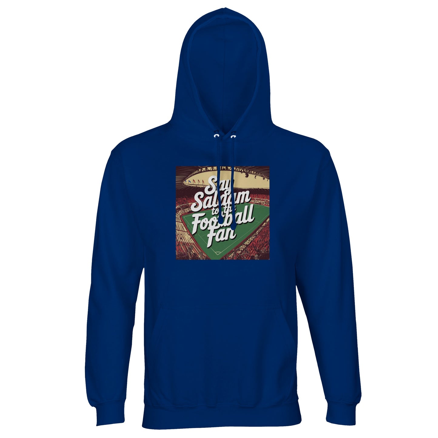 Royal Blue / Dark Midnight Blue Say Salaam to the Football Fan Design #4 dark hoodie combines a bold blue tone with a clean, confident silhouette rooted in Islam. The saturated colour stands out while remaining easy to pair with casual and streetwear looks. Built with a cotton-poly blend and soft brushed interior, it offers warmth and comfort without bulk. A strong option for supporters who want colour impact alongside practical, everyday football wear.