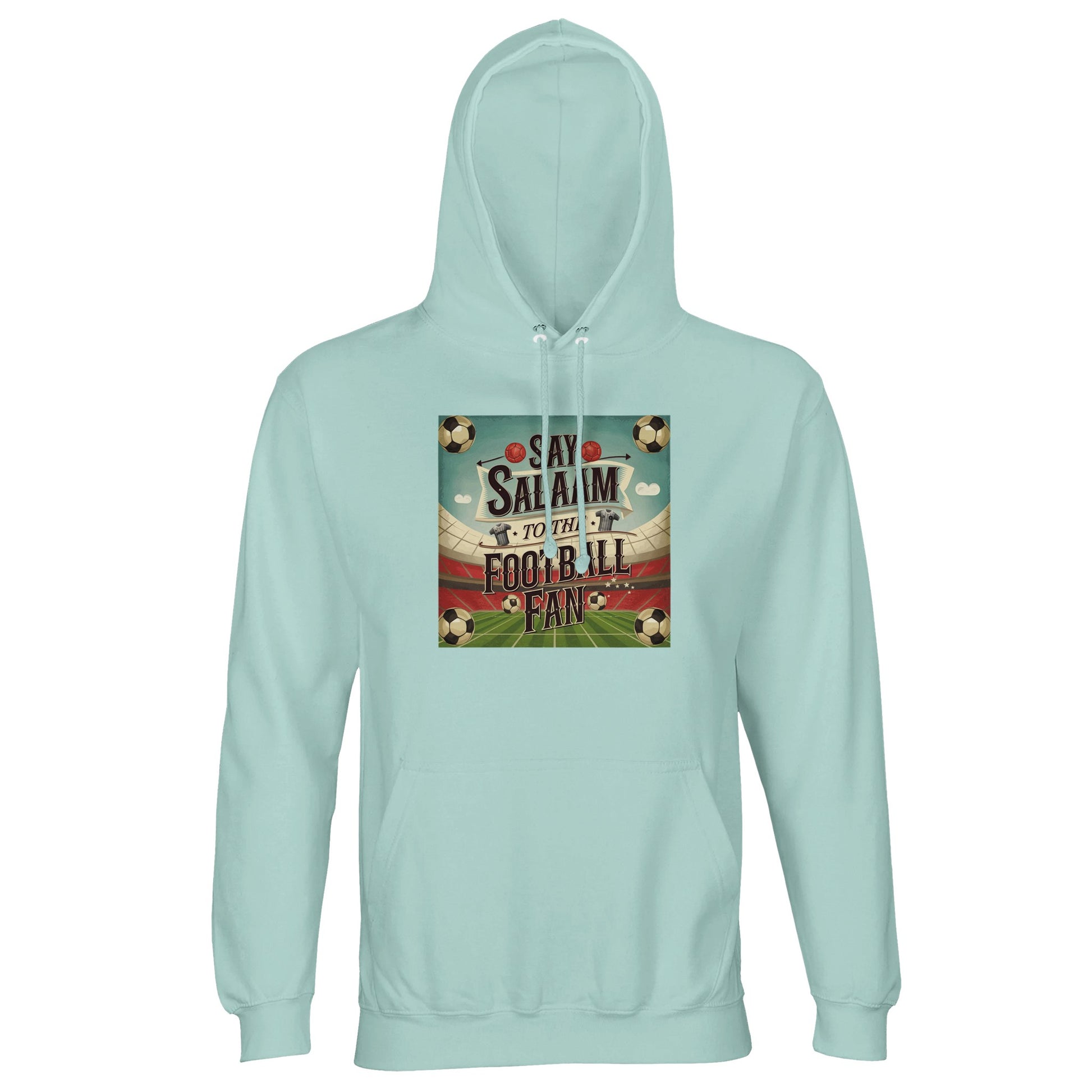 Arctic Blue / Cadet Blue Say Salaam to the Football Fan Design #5 light hoodie features a calm blue tone matched with brushed fleece warmth and a structured everyday fit. Built for football fans who value comfort without bulk, it suits daily wear, match viewing, and travel days. The lined hood and soft interior provide reliable warmth while the design reflects Muslim football culture through a composed, respectful visual identity.