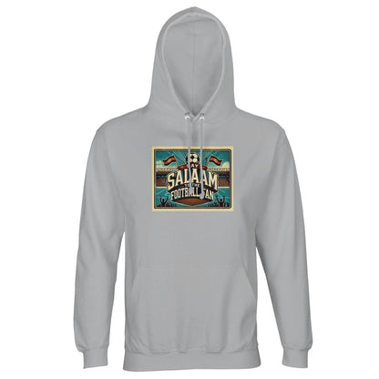 Ash / Silver Chalice Say Salaam to the Football Fan Design #7 hoodie blends a muted grey tone with a heritage football graphic for understated supporter style. Crafted in a breathable cotton-poly fabric, this unisex hoodie works well for adults who value modest Muslim clothing with modern streetwear appeal. Comfortable for long match days, casual Fridays, or travel, it layers easily without bulk. A well-priced football hoodie for fans who prefer neutral colours, durability, and a calm Salaam-first message.