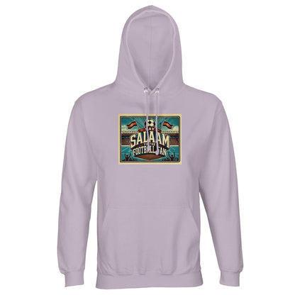Lilak / Lilac / Wisteria Purple Say Salaam to the Football Fan Design #7 hoodie introduces a gentle purple tone into classic football supporter wear. Crafted from a cotton-recycled polyester blend, this unisex hoodie suits adults seeking modest Muslim streetwear that feels distinctive yet wearable. Ideal for everyday outfits, relaxed match days, or travel, it offers comfort without visual noise. An affordable hoodie for fans who want colour variety while keeping football culture and Salaam aligned.