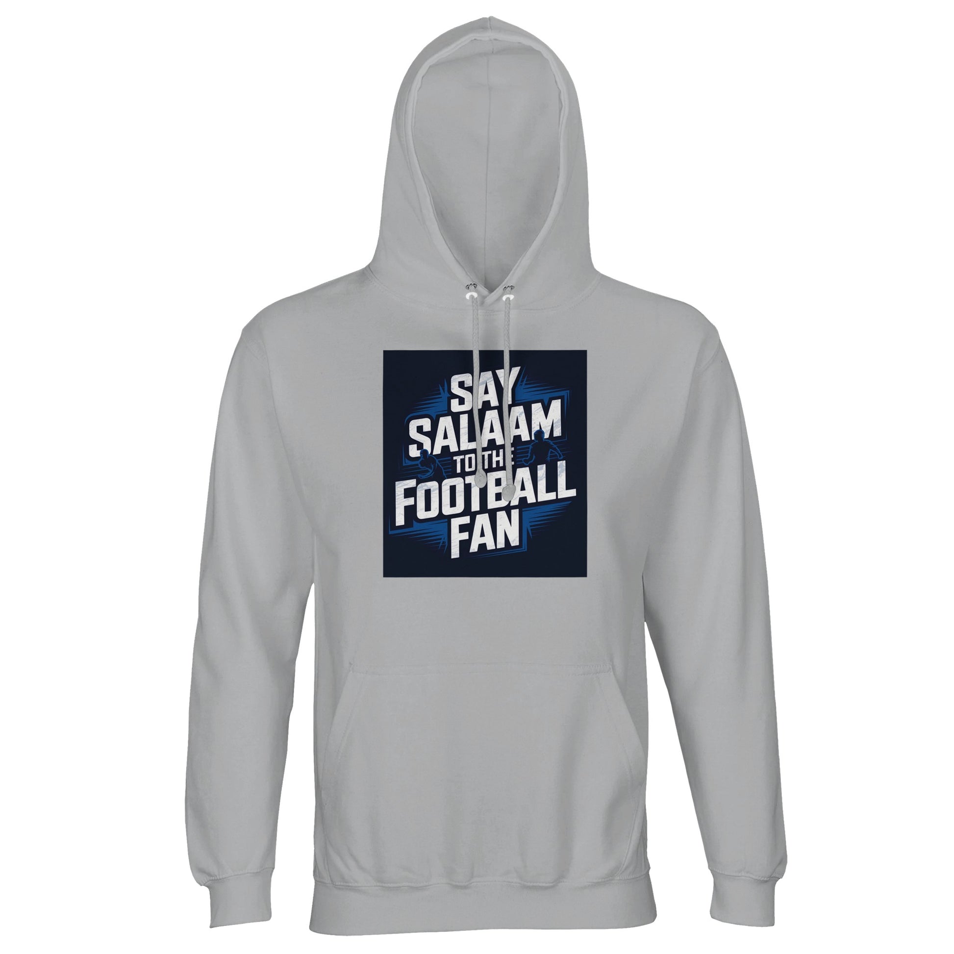 Ash / Silver Chalice Say Salaam to the Football Fan hoodie for men and women, light cotton-poly blend with clean stadium football artwork. Created for modest Muslim wear and relaxed street style, suitable for adult fans watching matches, travelling to games, or wearing club-neutral fan clothing. Unisex fit in sizes XS to 4XL & 5XL. A practical football hoodie for supporters following teams, leagues, and FCs, shopping for new apparel at a fair price, or gifting football fans who prefer understated colours.