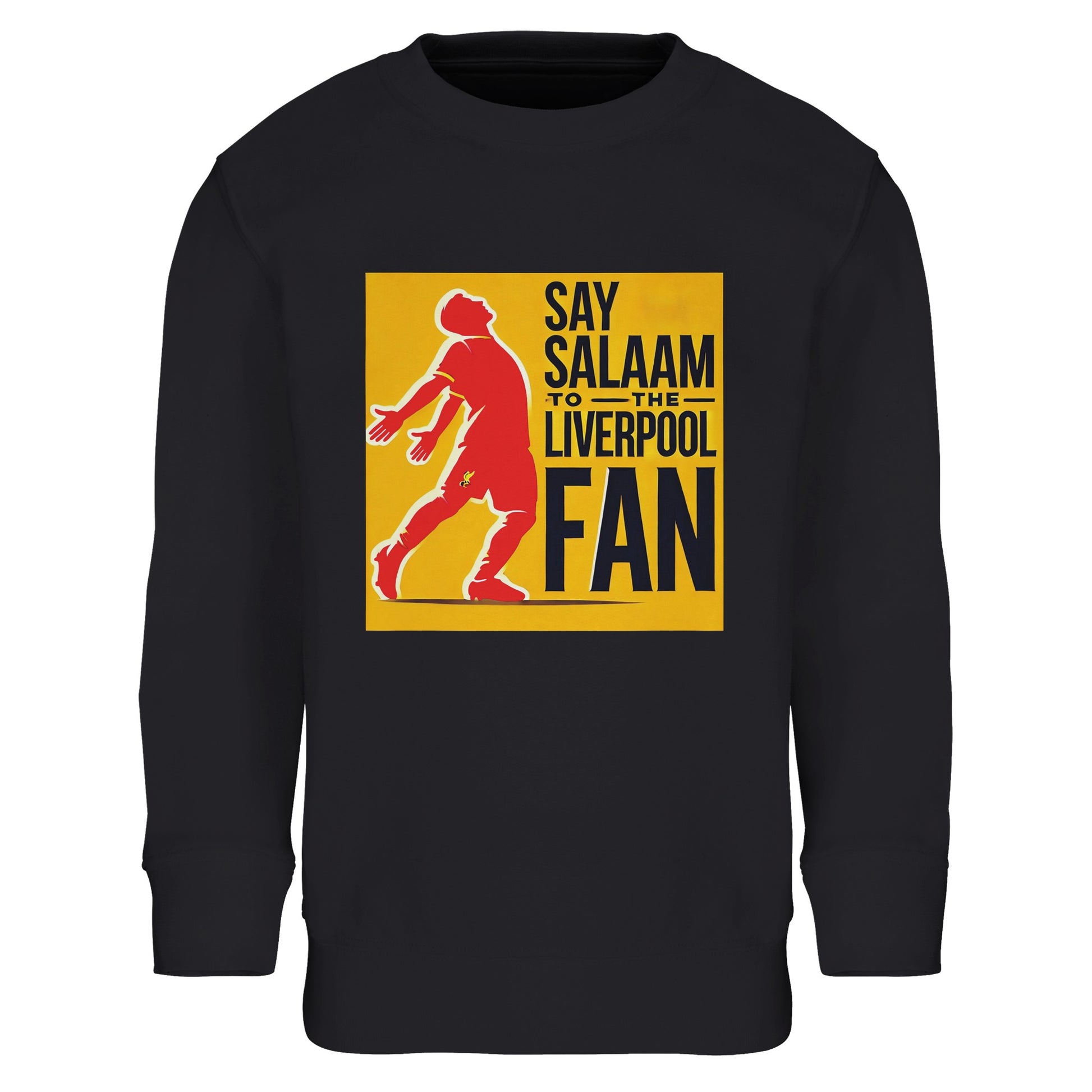 Say Salaam to the Liverpool Fan Design #5 Part-Recycled Cotton-Poly Kids Sweatshirt – Deep Black / Zeus featuring warm red, off-white and sage text with a modern football-style layout. Made for Muslim kids who stream highlights, visit the Liverpool FC store, or join games with pride. This modest pullover blends comfort and loyalty, offering halal fashion for boys, girls, and unisex fans. From Mo Salah inspiration to weekend kickabouts, it’s faith-led, fun football clothing stitched for durable everyday wear