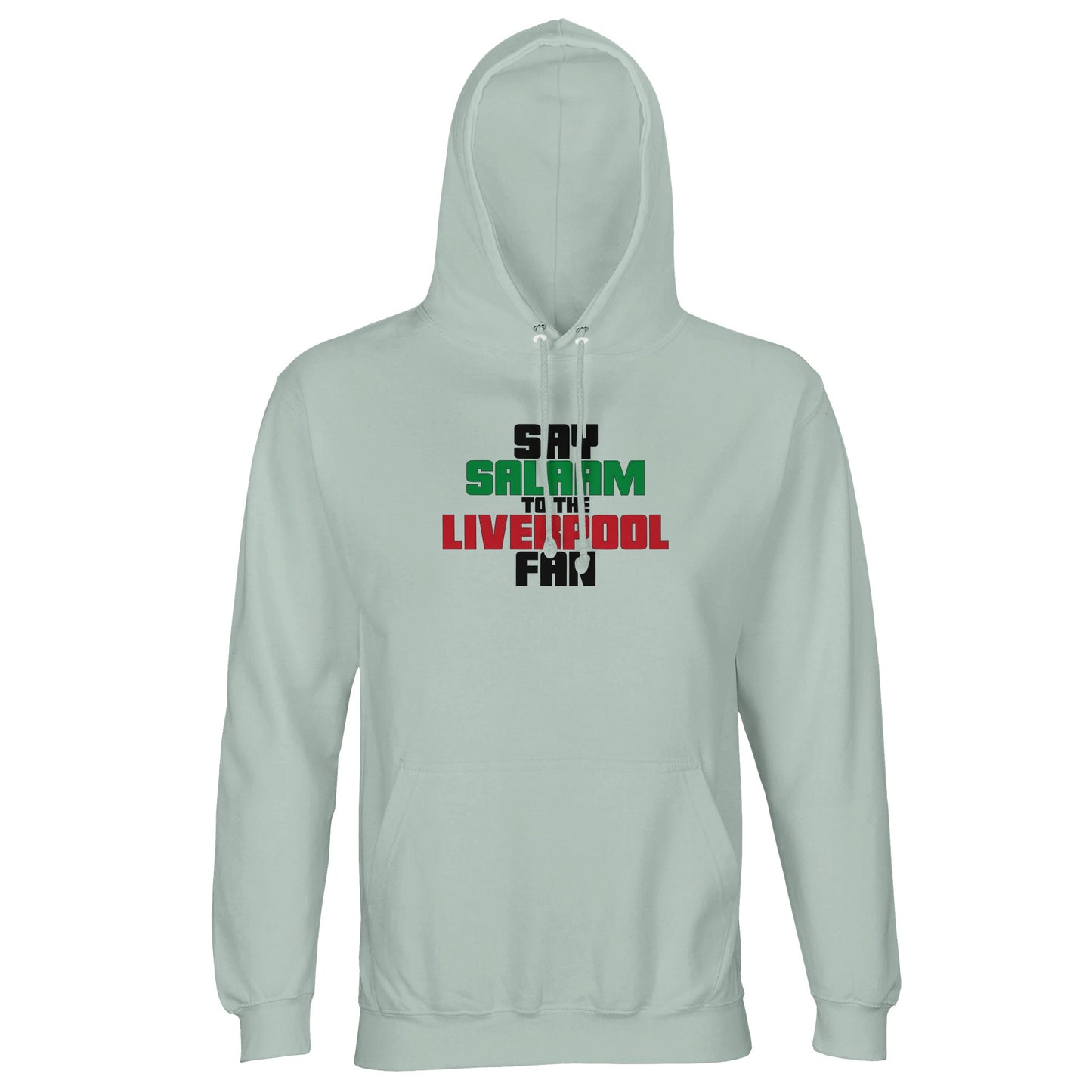 Say Salaam to the Liverpool Fan Original Part-Recycled Unisex Cotton-Poly Adults Hoodie – Frozen Green / Opal featuring bold, text-based design in Black, La Salle Green and Brown Red. Whether looking for Liverpool match tickets for Anfield, checking on Mo Salah’s stats and contract news, this celebrates the Reds – your 2019 Champions League winners and six-time European Cup holders. For Liverpool FC supporters, including those in the Supporters Club or following prayer times at mosques like Al Rahma.