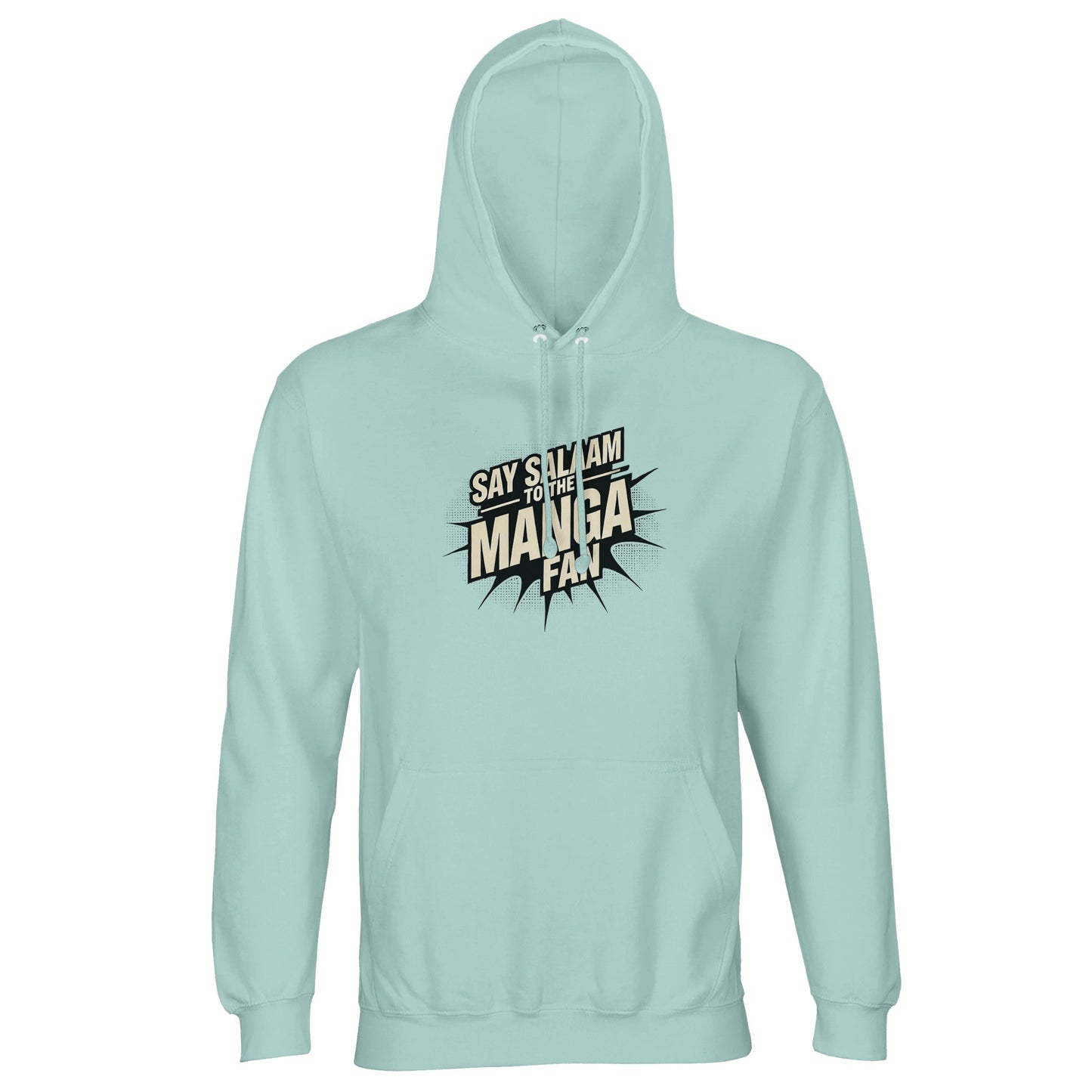 Say Salaam to the Manga Fan Design #3 Part-Recycled Unisex Cotton-Poly Hoodie (light) – Arctic Blue / Cadet Blue. With its icy tone and manga-inspired typography, this hoodie feels calm, cool and creative. Ideal for Muslim manga enthusiasts who value subtle style and soft comfort. A modest long-sleeved pullover suited to cafés, classrooms and conventions alike. Easy to wear and wash, it carries the balance between expressive fan culture and grounded, peaceful living.