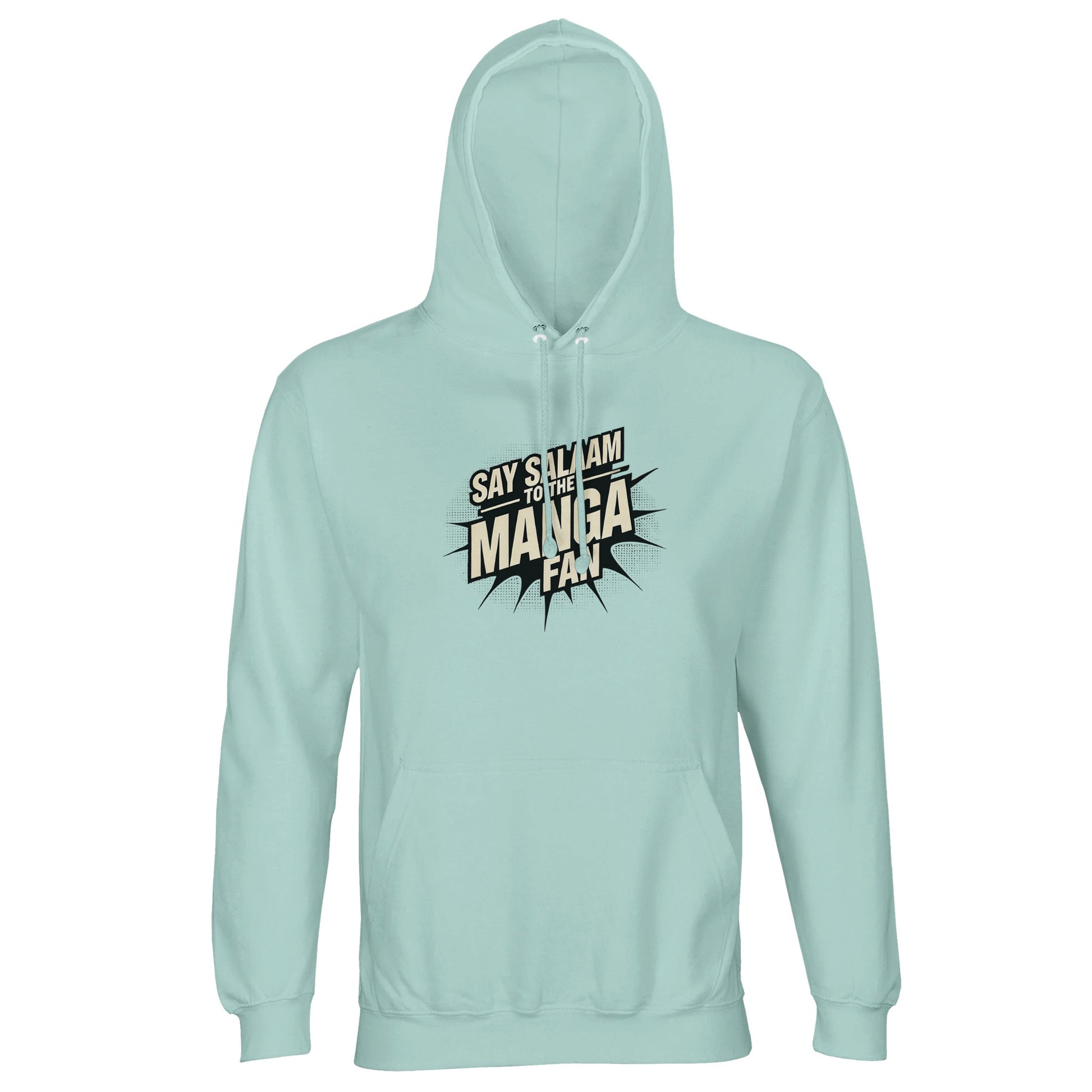 Say Salaam to the Manga Fan Design #3 Part-Recycled Unisex Cotton-Poly Hoodie (light) – Arctic Blue / Cadet Blue. With its icy tone and manga-inspired typography, this hoodie feels calm, cool and creative. Ideal for Muslim manga enthusiasts who value subtle style and soft comfort. A modest long-sleeved pullover suited to cafés, classrooms and conventions alike. Easy to wear and wash, it carries the balance between expressive fan culture and grounded, peaceful living.