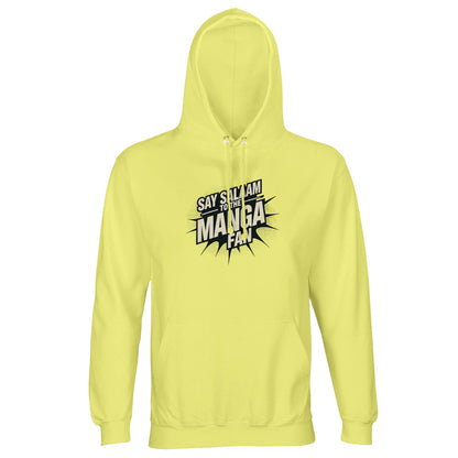 Say Salaam to the Manga Fan Design #3 Part-Recycled Unisex Cotton-Poly Hoodie (light) – Light Yellow / Lemon Chiffon. Designed for calm yet expressive fans of manga and anime, this pale yellow pullover captures sunshine and Salam in one piece. The black burst graphic references classic manga covers while keeping modest, gender-neutral appeal. Comfortable, breathable and suitable for any casual day, it’s a faith-friendly hoodie that merges panel art with peaceful, everyday storytelling style.
