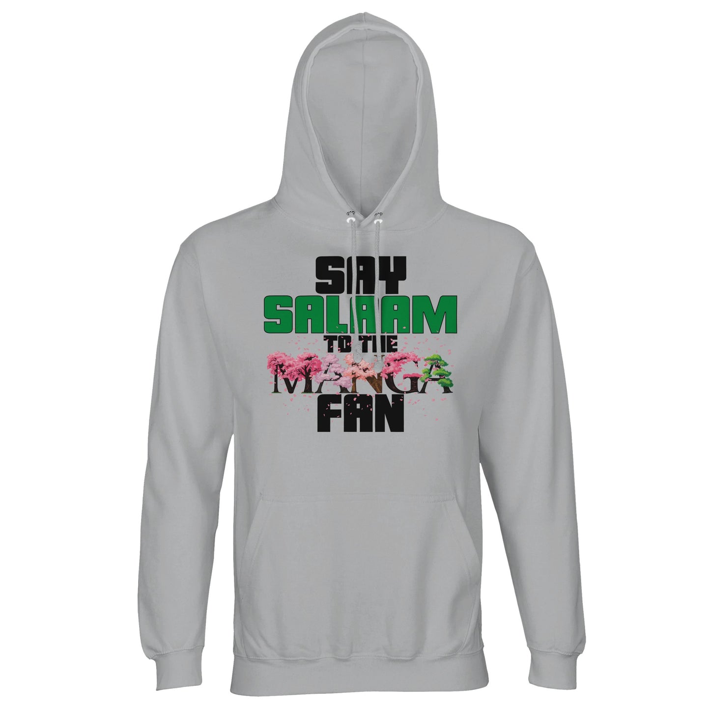 Say Salaam to the Manga Fan Original Part-Recycled Cotton-Poly Hoodie – Ash / Silver Chalice featuring clean manga tree-style graphics in bold red and black. Streetwear hooded jumper for Muslim fans of MangaGo, Naruto, Bleach, Death Note and One Piece. Soft brushed fleece meets subtle pop culture design for readers who speak speech bubble. Modest, unisex, and built for comfort and anime alignment. Eid, everyday, or cosplay weekend – this is ink-worthy manga apparel for the Islamic hello pullover gang.