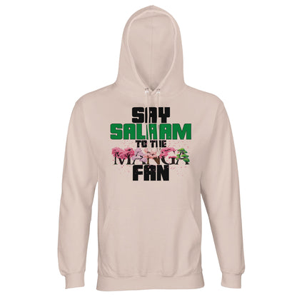 Say Salaam to the Manga Fan Original Part-Recycled Cotton-Poly Hoodie – Creamy Pink / Oyster Pink featuring standout manga-style tree lettering in bold black and cherry tones. A modest anime hooded jumper for Muslim fans of MangaGo, Death Note, Dragon Ball Z and cosplay days. Designed for unisex manga fashion lovers who care about softness, sustainability, and streetwear style. Not your average kawaii pastel - this is layered, cultural + panel-perfect for Eid presents, colleague gifts or birthday surprises.