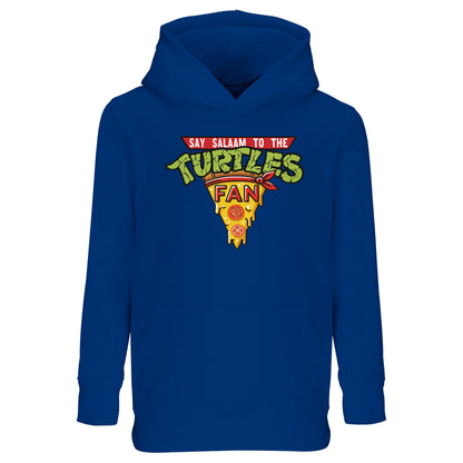 Say Salaam to the Turtles Fan Pizza Design #1 Part-Recycled Cotton-Poly Kids Hoodie – Royal Blue / Dark Lagoon with green TMNT type and pizza slice centrepiece. Nickelodeon movie nostalgia meets eco comfort in this modest unisex hooded top. Not the Primark TMNT Pizza Hut hoodie — low priced, durable, brushed fleece for kids who quote “Cowabunga!”, follow Raphael’s fire, Leonardo’s calm and relive every classic 90s sewer scene.