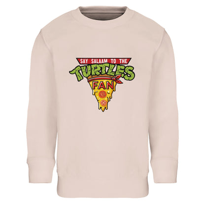 Say Salaam to the Turtles Fan Pizza Design #1 Part-Recycled Cotton-Poly Kids Sweatshirt – Creamy Pink / Oyster Pink featuring the bold ‘best pizza slice crest’. Made for Nickelodeon Teenage Mutant Ninja Turtles movie fans and cartoon dreamers, it’s soft, brushed, and fairly priced. Not the Primark TMNT Pizza Hut sweatshirt — this modest, unisex jumper is perfect for young shellheads who love Michelangelo’s jokes, Donatello’s genius, April’s reporting, Shredder’s villainy, and eco-friendly pizza-loving fun.