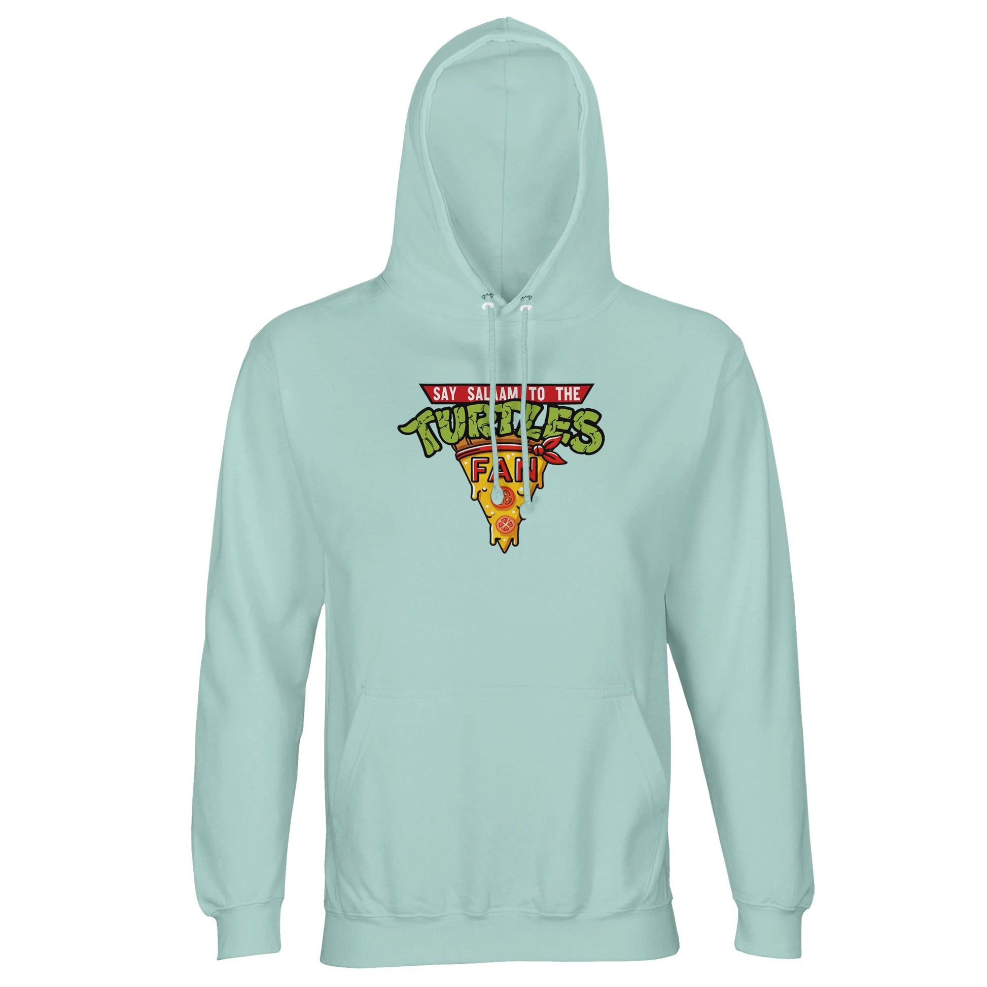 Say Salaam to the Turtles Fan Pizza Design #1 Part-Recycled Unisex Cotton-Poly Hoodie – Arctic Blue / Frosted Sky with the legendary ‘best pizza slice crest’. A Nickelodeon TMNT movie-era homage for lifelong fans of Michelangelo and Donatello. Not the Primark TMNT Pizza Hut hoodie, but a soft, modest, brushed-fleece layer made from cotton-poly. An unoffical unisex, nostalgic essential for eco-conscious Turtles fans rewatching cartoons, quoting “Cowabunga!” and celebrating pizza power with faith and fun.