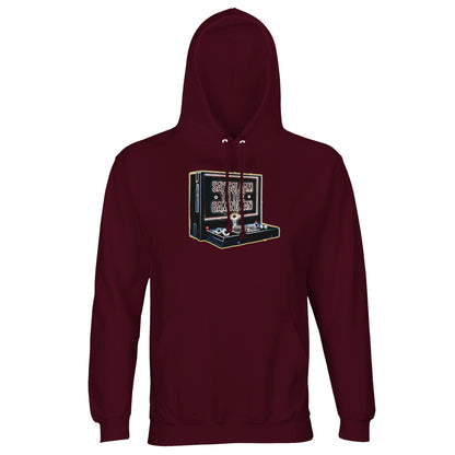 Say Salaam to the Gaming Fan Design #3 Islamic Muslim gaming hoodie jumper in Burgundy / Dark Sienna. Made from a part-recycled cotton-poly fleece blend with brushed interior, lined hood and ribbed hem, this Islamic gamer hoodie supports comfort across extended gaming sessions. Designed for Muslim esports enthusiasts and console players on PlayStation, Xbox and PC, it merges Islamic streetwear with multiplayer culture. A rich-toned Islamic jumper at a good price for FIFA tournaments & Call of Duty matches.