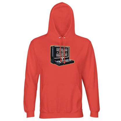 Say Salaam to the Gaming Fan Design #3 Islamic Muslim gaming hoodie jumper in Pop Orange / Jasper / Faded Red. Crafted from soft cotton-poly fleece with a brushed interior, ribbed cuffs and a structured hood, this Islamic streetwear piece is designed for Muslim gamers who live in esports arenas and multiplayer lobbies. The standout colour pairs with PlayStation, Xbox, PCs & everyday comfort. A durable gamer jumper at a good price, ideal for streaming, competitive gaming, FIFA tournaments & Call of Duty.