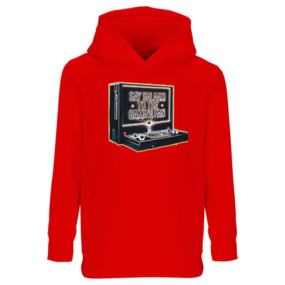 Bright Red / Rosso Corsa – Say Salaam to the Gaming Fan Design #3 Part-Recycled Cotton-Poly Kids Hoodie in Bright Red / Rosso Corsa. A bold Muslim and Islamic-inspired hoodie for confident young gamers who compete with passion and greet peacefully. Constructed from a cotton and recycled polyester blend with brushed fleece for warmth & durability. Perfect for tournaments, youth clubs, Eid celebrations and after-school gaming sessions, combining modest streetwear, esports culture & positive Islamic character.