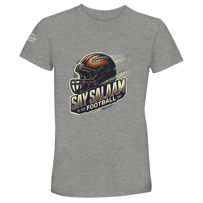 Grey Melange delivers a versatile, contemporary feel that works across seasons. Say Salaam to the American Football Fan in a breathable, soft and high quality unisex t-shirt with a helmet illustrated in the design for everyday comfort. Offered at a cheap price while maintaining premium feel, it’s a favourite among Muslim shoppers seeking affordable, durable fanwear. Strong reviews mention its dependable fit and comfort, making it ideal for NFL tailgates, training sessions and casual wear.